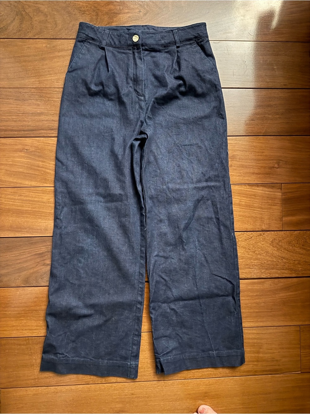 Jacadi Navy Wide-Leg pleated jeans